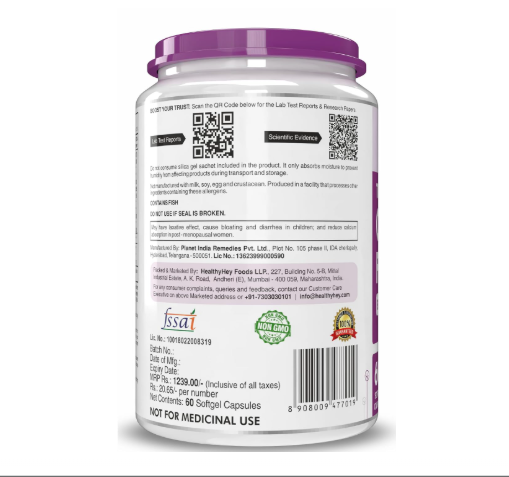 HealthyHey Nutrition Fish Oil Capsules Omega 3 60 Softgel For Women and Men | Triple Strength Fish Oil | Burpless, EPA 600 - DHA 400 Supplement - Image 3